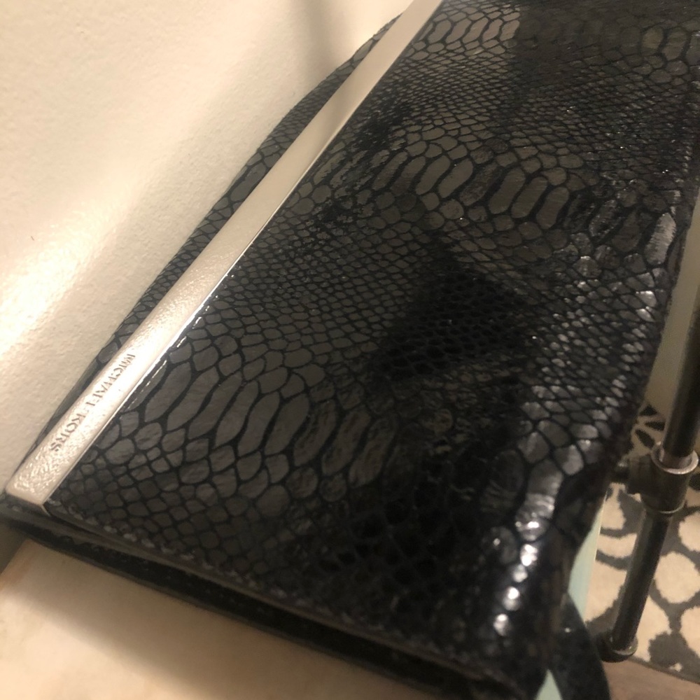 Mk Tilda Black Python Embossed Leather Clutch - image 2